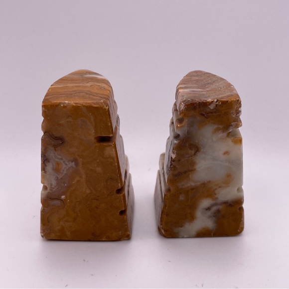 Set of 2 Marble Quartz Stone Aztec Dark Bishops Chess Replacement Pieces 3” - Picture 4 of 5